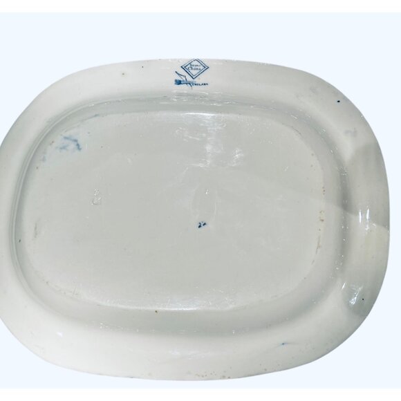 Antique Ridgway Staffordshire Blue & White Willow Pattern Serving Platter 11.5" - Picture 7 of 10